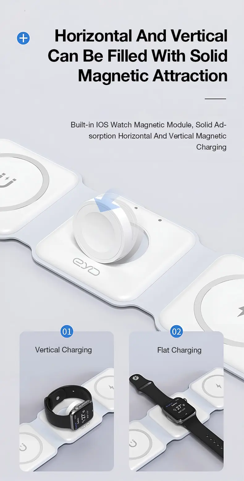 EYD 3 IN 1 MagSafe Wireless Charger 15WFoldable Portable Original Charger Fast ChargingFor iPhone iWatch Airpods and Android Pengisiandaya nirkabe