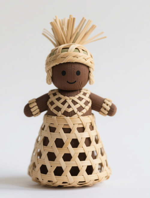 New Chinese style intangible cultural heritage bamboo weaving children's scarecrow toy crafts