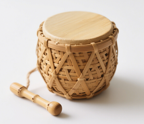 New Chinese style intangible cultural heritage bamboo woven toy drum