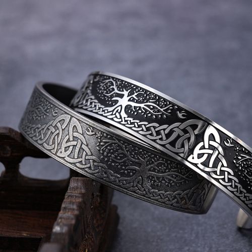 2025 New Cross-border hot-selling fashion jewelry, tree-shaped life tree, stainless steel open bangle, mesh titanium steel accessory