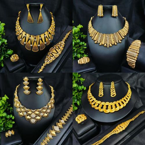 4Pcs Women Jewelry Set Necklace Earring Bracelet Ring