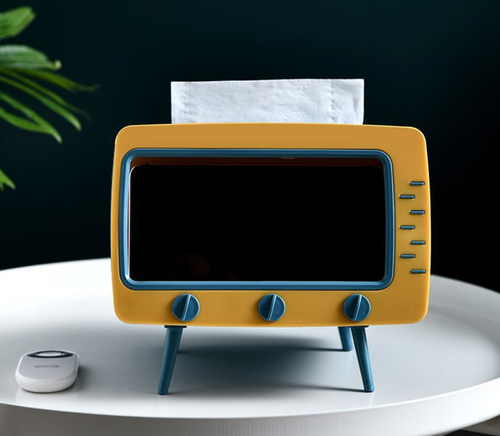 Multi functional tissue box creative desktop TV drawer retro