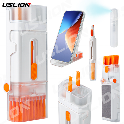 USLION 8-in-1 Multi-Functional Earphone Phone Cleaner Tools Portable Keyboard Cleaner Cleaning Pen Kit With Soft Brush