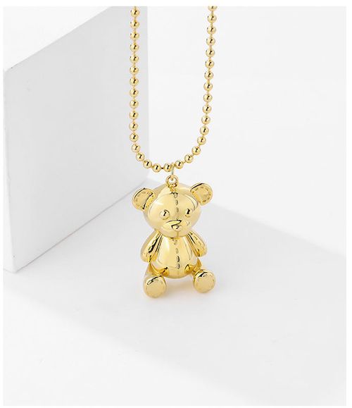 Little Bear Necklace, Female Internet Celebrity, Versatile, Stacked, Metallic, Cold Wind Pendant