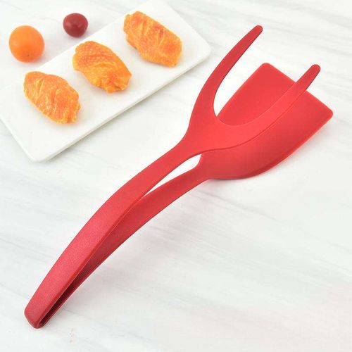 Pancake Spatula French Fries Turners Egg Clamp Frying Steak Pancake Tongs Toast Omelet Clip Kitchen Accessories Non Stick 2 in 1