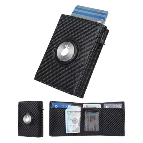 Minimalist Metal Aluminum Wallet Zipper Coin Pocket Business Pop Credit Card Holder Air Tag Slim Carbon Fiber PU Business
