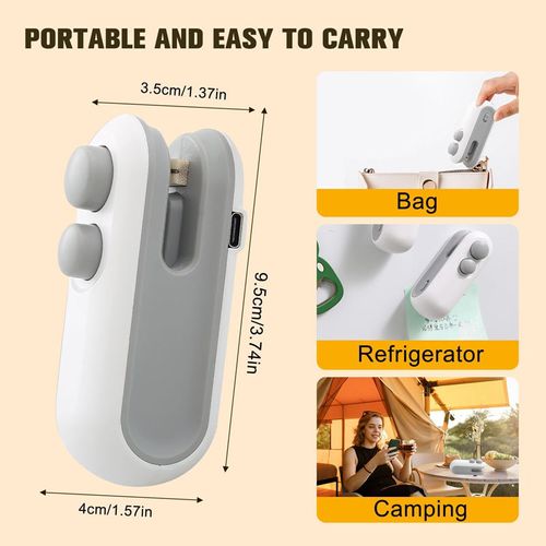 Handheld USB Rechargeable Mini Clip Bag Sealing Machine Food Plastic Bag Sealer Heat Seal with Cutter Portable Vacuum Sealer