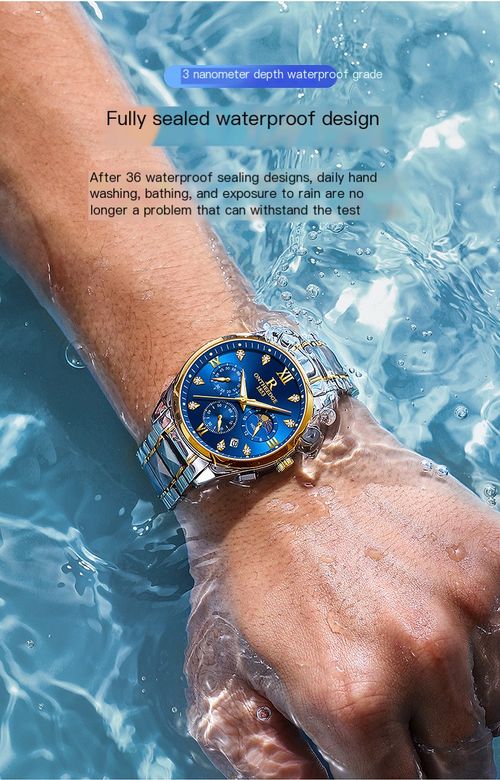 Waterproof gold quartz watch business large dial three-eye watch multi-function watch men's sports watch