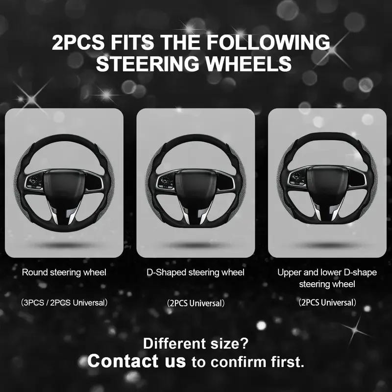 Sparkling Universal Steering Wheel Cover—a dazzling car accessory inlaid with crystal rhinestones, suitable for sedans, trucks, and SUVs.