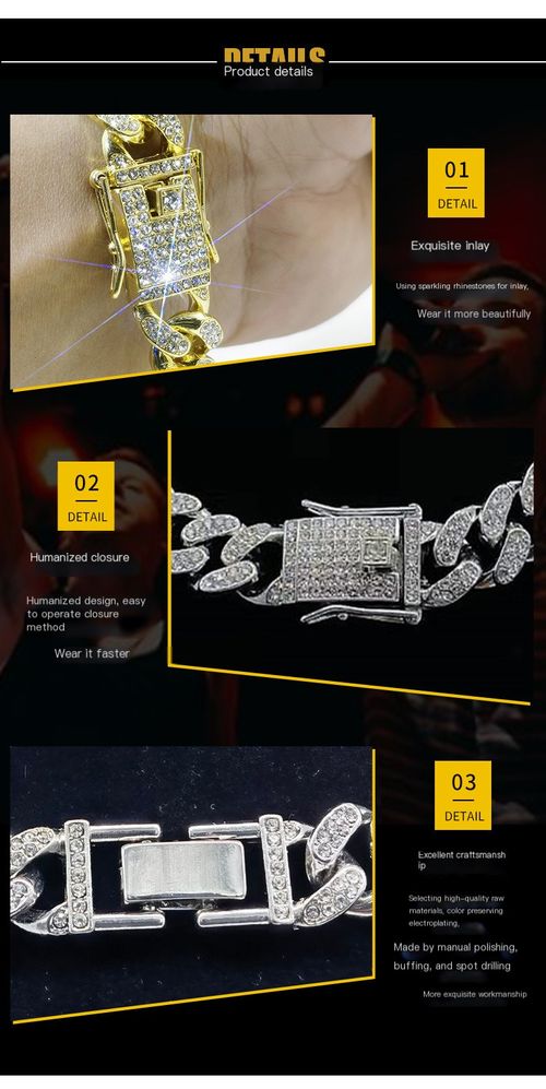 Cuban chain diamond necklace, for men and women, hip-hop style