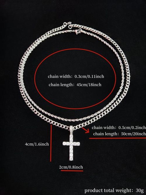 2025 Hip Hop Twist Chain Necklace & Rhinestone Cross Pendant Necklace, Birthday Gift for Bestie, Matching Stainless Steel Necklaces, Back To School Accessories, Couples Gifts, Cuban Link Chain, Rhinestone Decorated Jewelry, Modern Fashion Accessories
