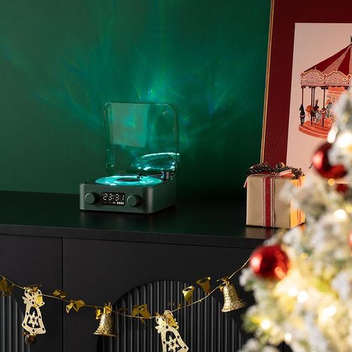 Wireless Speaker, Multifunctional Desktop Speaker with USB Port & AUX Input, White Noise USB Rechargeable Speaker with Environment Light Adjustment Modes, Audio, LED Display Clock