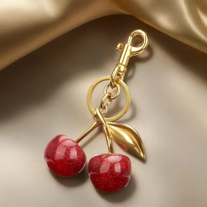 Keychain Cherry Bag Charms Purse,Key Chains Women Cute Car key Accents for leather handbags,Adorable Add  ons for Your Essentials
