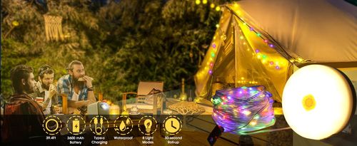 Solar camping string lights