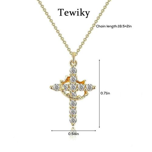 Tewiky Simple Crown & Cross Pendant Choker Easter Necklace for Women & Men & Girls Pretty Crown Cross Necklace For Daily Party Clothing Decor Trendy All-match & Exquisite Je