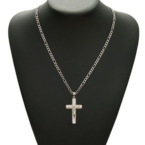 Diamond-studded large cross gold-plated full diamond Cuban chain necklace light luxury simple hip-hop fashion ornaments