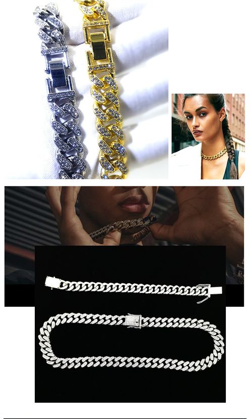 Cuban chain diamond bracelet for men and women hiphop