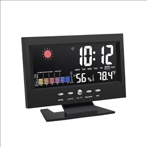 Weather Station Wireless Indoor Thermometer Temperature Desk Digital Alarm Clock Weather Thermometer LED Temperature Humidity Monitor