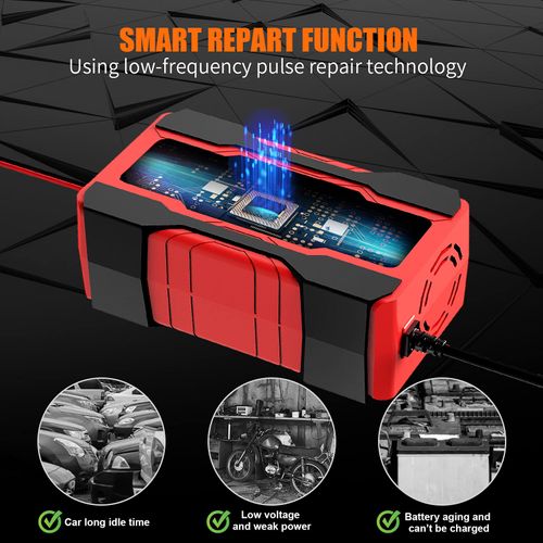 10-Amp 12V and 24V Fully Automatic Smart Car Battery Charger, Battery Maintainer, Trickle Charger, and Battery Desulfurizer with Temperature Compensation
