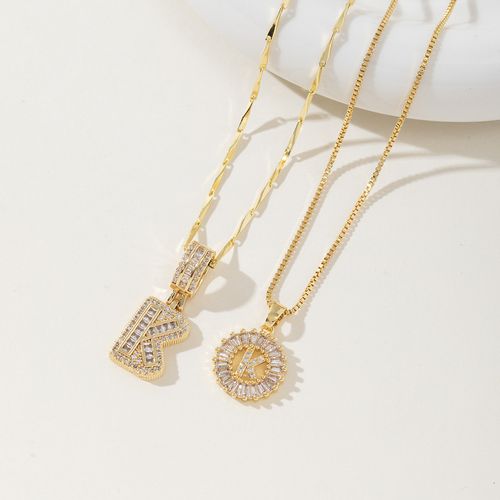 Rock sugar copper inlaid zircon pendant full diamond round combination necklace set