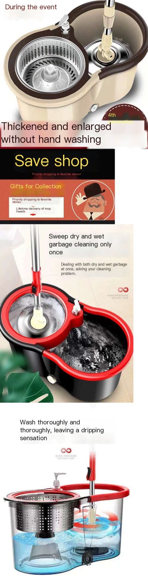 Artifact dehydrating bucket mop bucket