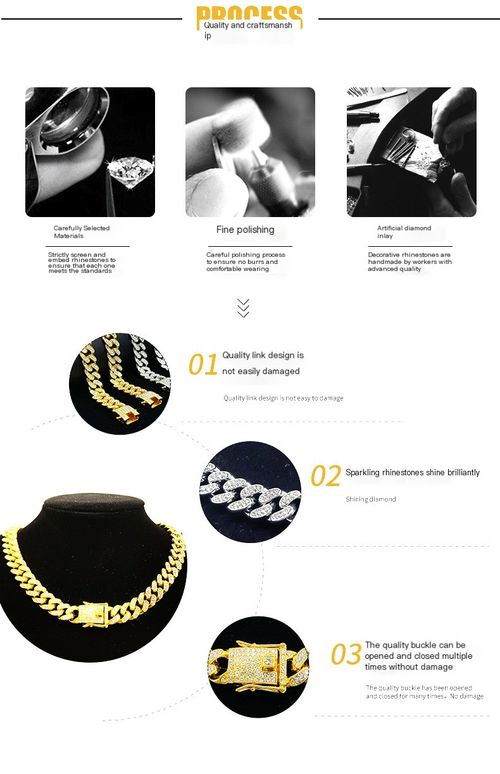 Cuban chain diamond necklace, for men and women, hip-hop style