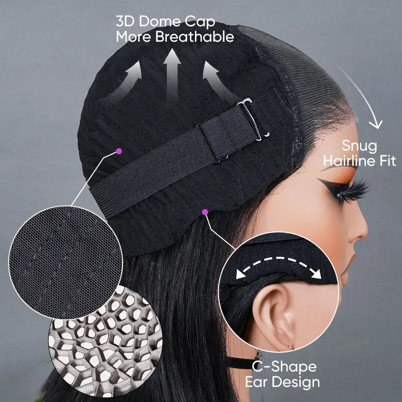 Popular European and American straight hair high temperature silk wigs and synthetic fiber lace front wigs