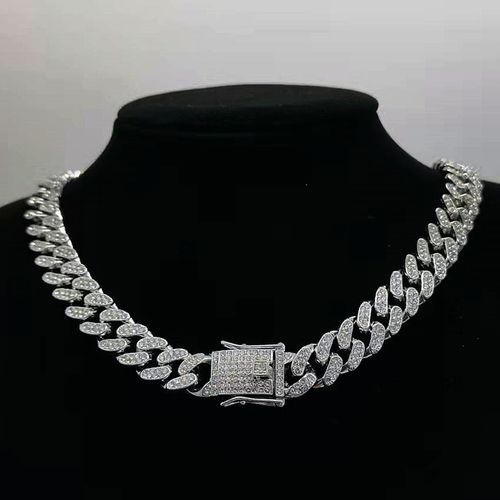 Cuban chain diamond necklace, for men and women, hip-hop style