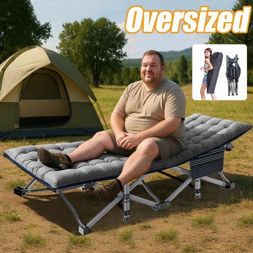75-inch Adult Portable Camping Bed, Guest Bed with Mattress, Heavy Duty Outdoor Folding Bed with Carrying Bag, Travel Home Office Nap Bed