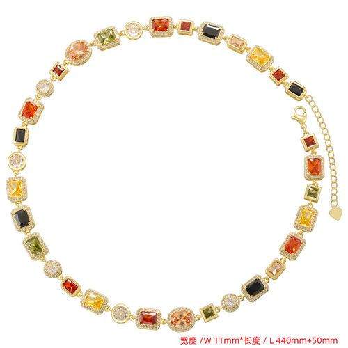 Temperament light luxury diamond square choker necklace high-end palace Yanfeng necklace