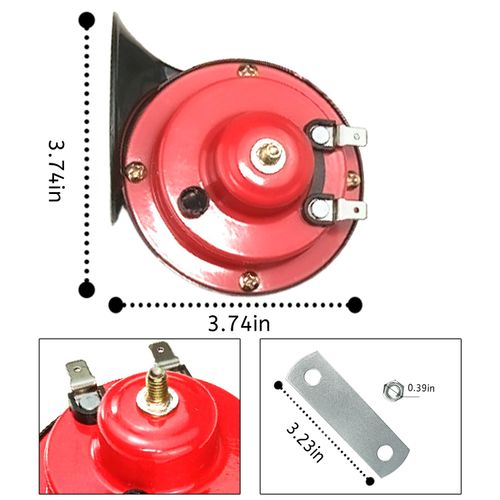 300db Double Horn Pack (12v, Waterproof) Trucks, Trains, Ships,Motorcycles, Alternate Car Parts (Red)