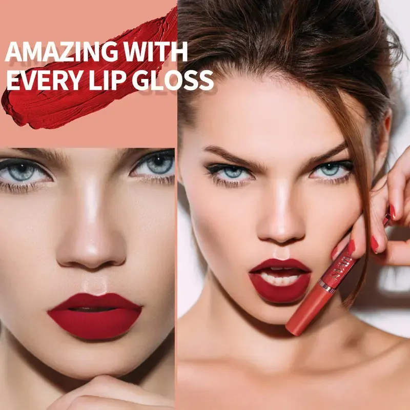 6Pcs Matte Liquid Lipstick Set - Long Lasting & High Pigmented | Nude Lip Stain Makeup Kit - Waterproof, Non-Stick Cup Transfer | Perfect Makeup Gift for Women