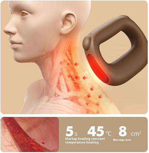 Heatable Fascia Ring Massager with 5 Modes,5 Intensities, Portable Vibration Massager with 45°C Heat Function,132 cm Adjustable Strap for Back,Neck,Legs (Brown)