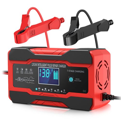 10-Amp 12V and 24V Fully Automatic Smart Car Battery Charger, Battery Maintainer, Trickle Charger, and Battery Desulfurizer with Temperature Compensation