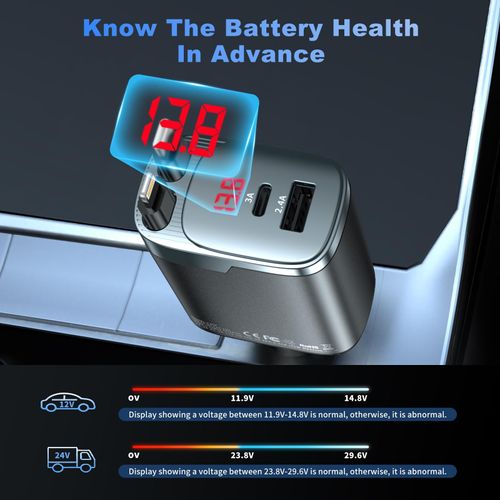 Retractable car charger, 2026 upgraded version 120W, long 4-in-1 retractable car charger, USB-C fast charging, compatible with iPhone 17, 16, 15, 14, 13, 12, 11X Pro Max Plus Mini, Samsung S26, multi-port car charger, retractable fast charging, compatible with iPad, Samsung and other devices, unisex car accessory.