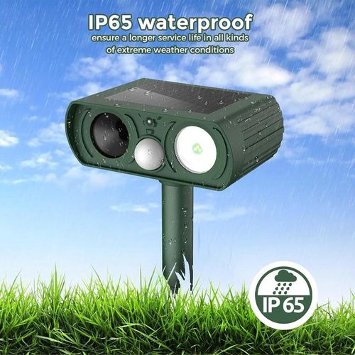 Solar Ultrasonic Animal Repeller , Motion Detection 2025 Upgraded Waterproof for Deer,Cats,Raccoons , Multi-Pest Flash Lights for Yard, Farm, Garden & Teacher Party