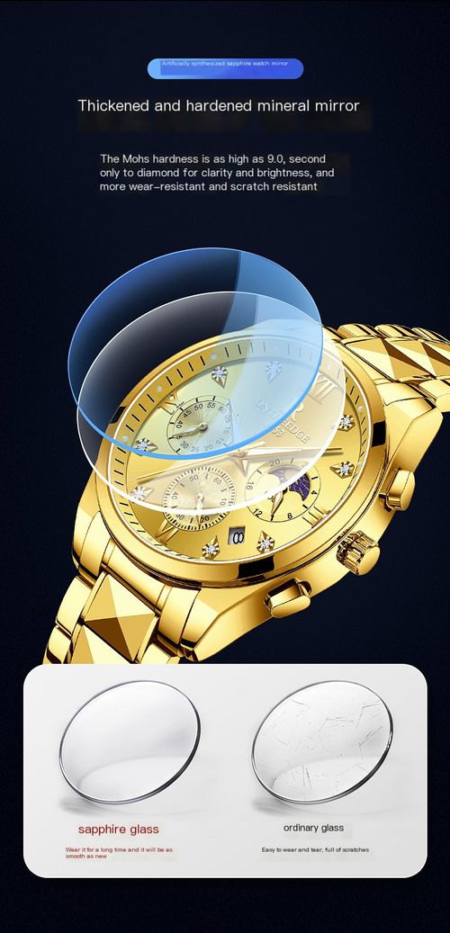 Waterproof gold quartz watch business large dial three-eye watch multi-function watch men's sports watch