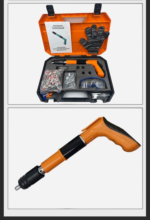 Concrete Nail Gun Kit with 100pcs Nails, 5 Speed Adjustable Manual Nail Gun for Concrete, Woodworking Decoration Nailer Gun, Portable Nail Wall Fastening Tool, Cement Wall Steel Nails Gun