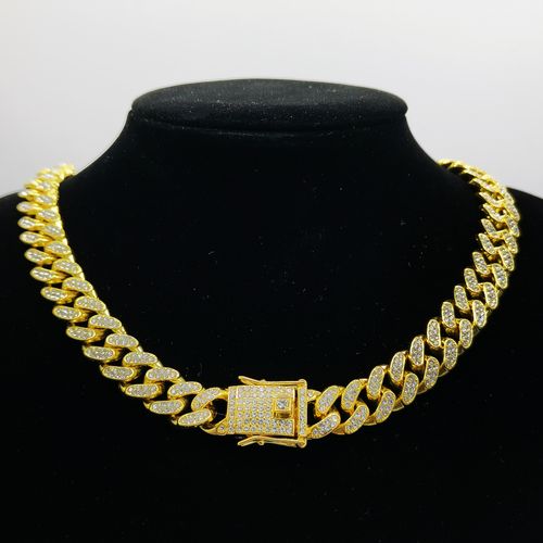 Cuban chain diamond necklace, for men and women, hip-hop style