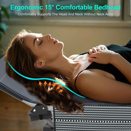 75-inch Adult Portable Camping Bed, Guest Bed with Mattress, Heavy Duty Outdoor Folding Bed with Carrying Bag, Travel Home Office Nap Bed