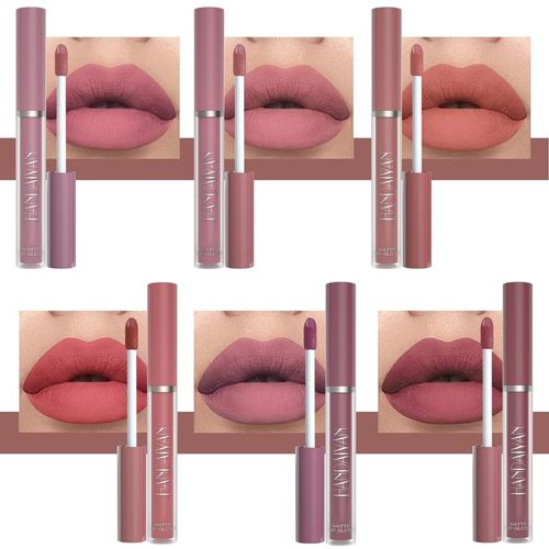 6Pcs Matte Liquid Lipstick Set - Long Lasting & High Pigmented | Nude Lip Stain Makeup Kit - Waterproof, Non-Stick Cup Transfer | Perfect Makeup Gift for Women
