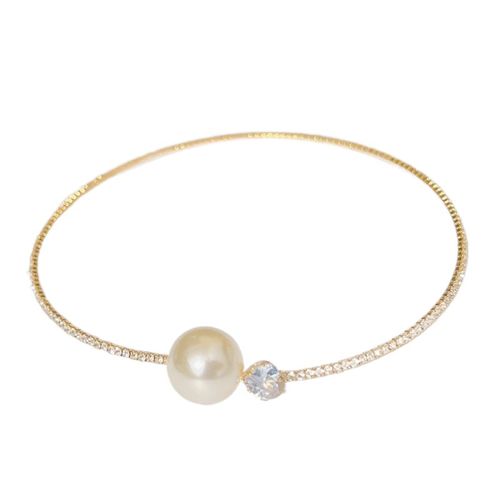 New Pearl Heart Full Diamond Necklace Beauty Rhinestone Bracelet Earrings Necklace Three-piece Set