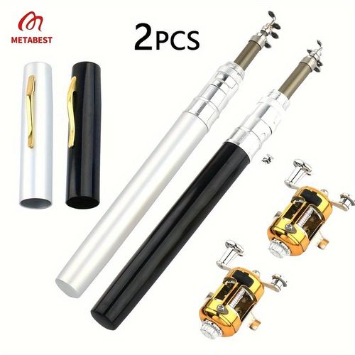 2 Set Pocket-Sized Pen Fishing Rod , Compact & Lightweight for Travel, Ice & Bridge Fishing - Portable Gear for Beginners & Enthusiasts