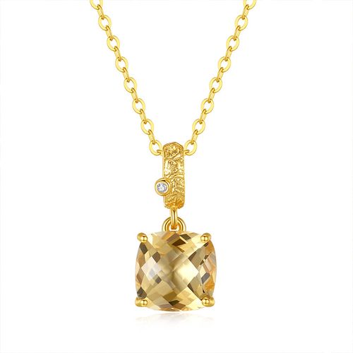 S925 sterling silver necklace female ice cut natural crystal stone advanced colored gemstone series princess cube pendant