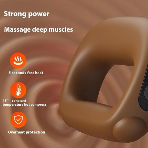 Heatable Fascia Ring Massager with 5 Modes,5 Intensities, Portable Vibration Massager with 45°C Heat Function,132 cm Adjustable Strap for Back,Neck,Legs (Brown)