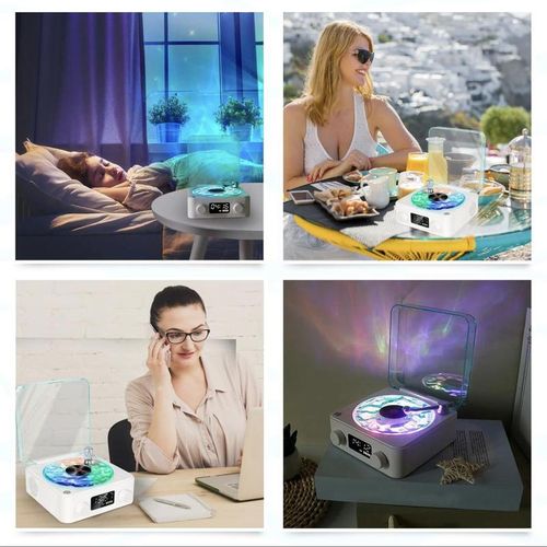 Wireless Speaker, Multifunctional Desktop Speaker with USB Port & AUX Input, White Noise USB Rechargeable Speaker with Environment Light Adjustment Modes, Audio, LED Display Clock