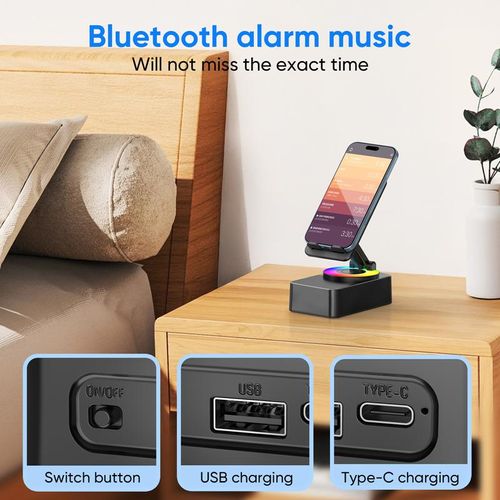 IMOLI Wireless Audio Induction Bluetooth Speaker with Emergency Charging 5in1 Phone Holder Power Bank LED Nightlight for Tablet iPhone Android 5.3 Connectivity 1500mAh Battery 100Hz-20kHz Frequency Response New Design Durable Smart Device
