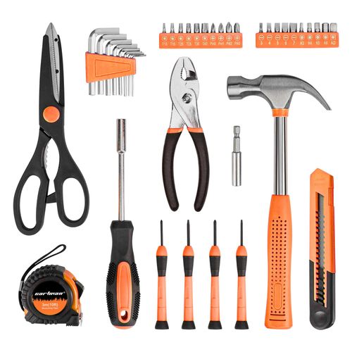 39 Piece Tool Set General Household Hand Kit with Plastic Toolbox Storage Case Orange