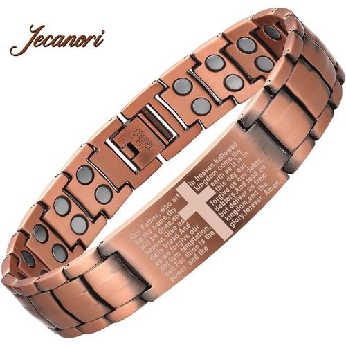 Men's copper magnetic therapy bracelet, super strong magnetic cross bracelet.