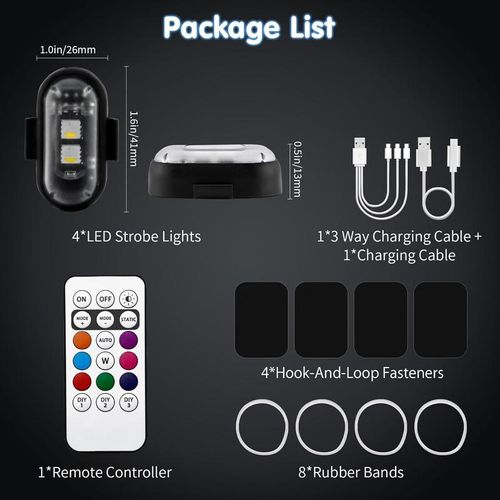 RGB Led Aircraft Strobe lights Motorcycle Lights LED Flash Position Wireless Light Aircraft Airplane Helicopter Warning Lights